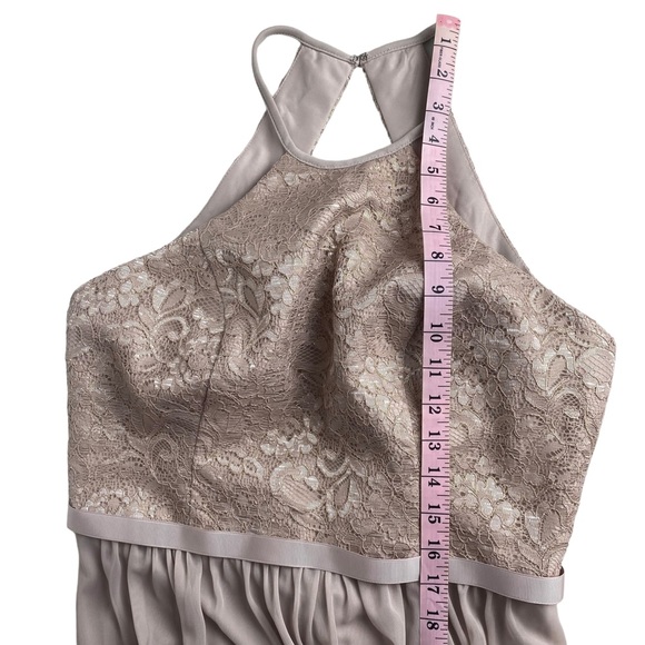 David’s Bridal Gold Metallic Halter Bridesmaid Dress Size 10 Shiny Glitter - Picture 8 of 12